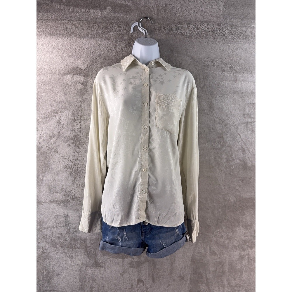 Zadig & Voltaire Morning Jac Shirt Blouse Womens Size XS/S‎ Cream Star Silk
